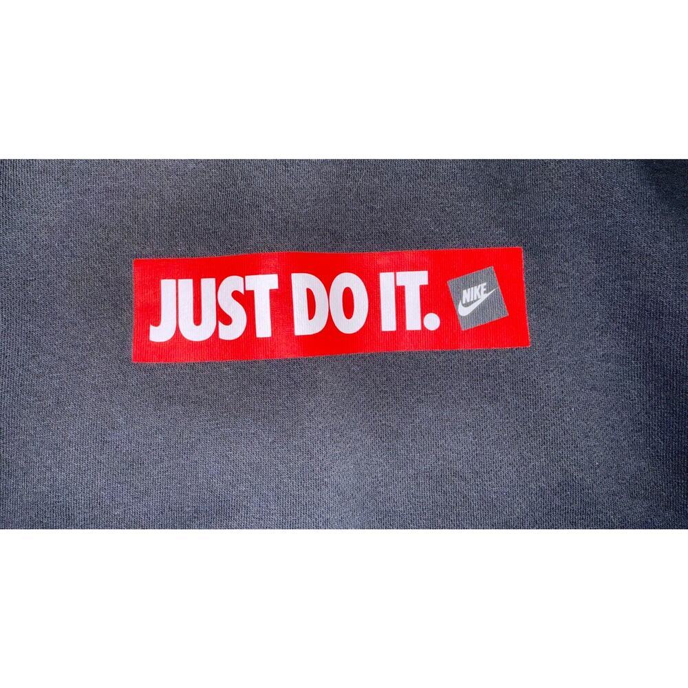 Nike Just Do It Crewneck Sweatshirt Black Mens Large "JUST DO IT" Red White - Picture 5 of 8